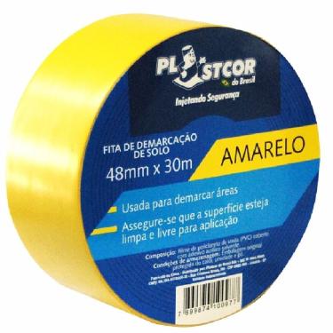 Imagem de Fita De Demarcação 48mm X 30 Metros Amarelo - 700.01510 - Plastcor Fita Demarcacao Amar...