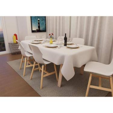 Imagem de Toalha De Mesa Branca Lisa Retangular 8 Lugares 1,40 X 2,20