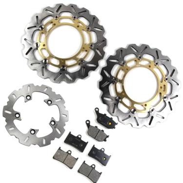 Imagem de Rotores e pastilhas de disco de freio dianteiro traseiro Arashi para Yamaha YZF R6 2005-2016, acessórios de substituição de motocicleta dourado
