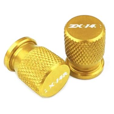 Imagem de Válvula de pneu CNC de alumínio para motocicleta, núcleo de porta de ar, tampas, tampas, acessórios de plugue compatíveis com Ninja ZX14R ZX 14R 2012-2022 (dourado)