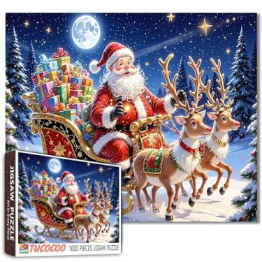Imagem de Quebra-cabeça de 1000 peças para adultos, Natal, Papai Noel, rena, animal, 1000 peças, caixa e árvores de Natal, faça você mesmo, artesanato, arte, decoração de sala de estar, jogo familiar