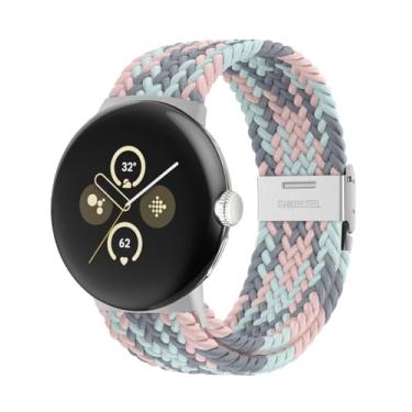 Imagem de BandRain Pulseiras trançadas elásticas compatíveis com Google Pixel Watch 4 3 de 41 mm/Pixel Watch 2/Google Pixel Watch – Conector atualizado – Tiras esportivas respiráveis de nylon elástico para