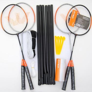 Imagem de Kit vollo badminton 4 raquete + 3 petecas + rede e suportes