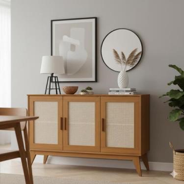 Imagem de Buffet Aparador Balcao 3 Portas Com Tela 1.30cm Andorra Edn, Cedro