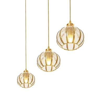 Imagem de Lustre, Lustre Restaurante Pequeno Lustre Bar Bar Estudo Varanda Escada Luzes Pendentes Todos Bronze Cabide de Refeições Vidro Esfera Redonda Lustre Cozinha Varanda Luzes Penduradas (Prato L