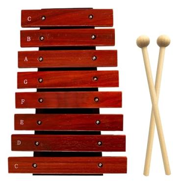 Imagem de Xilofone de madeira de 8 teclas com 2 marretas, instrumento de percussão de madeira, adequado para iluminação musical, decoração de casa, presente