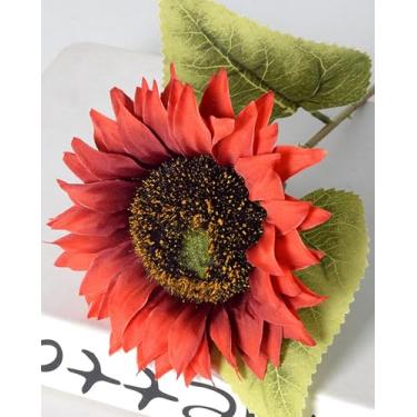 Imagem de ShineSnow 10 peças de girassóis, buquê de flores falsas, enchimento de vaso com haste de flores de seda artificial para decoração de casa, cozinha e exterior, mesa de casamento, centro de mesa, festa