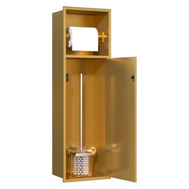 Imagem de Suporte de papel higiênico embutido, na parede 63,5 x 17,8 cm, dispensador de rolo de papel higiênico embutido em aço inoxidável 304, prateleira de nicho para banheiro, cozinha, hotel