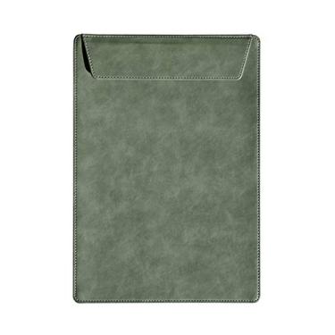 Imagem de Bolsa de documentos de couro para conferências pasta de negócios A4 com inserção de caneta oculta prancheta multifuncional para escritório, suporte de documentos escolares (verde)