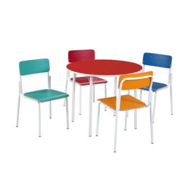 Imagem de Conjunto Redondo Juvenil Vermelho c/ Cadeiras em Fórmica - SchoolCente