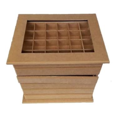 Imagem de Porta Joias Organizador 5 Gavetas Em Com Vidro - Display Para Expor E Proteger Suas Joias Mais Valiosas - Ideal Para Closet E Quarto