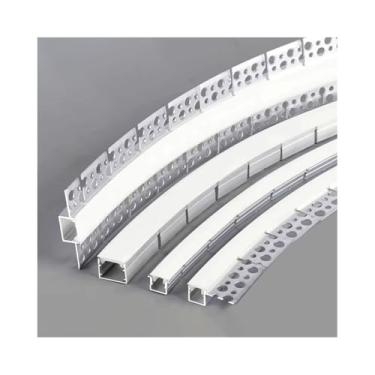 Imagem de Perfil De Alumínio LED Curvo Estilo U/YW - Canal Dobrável Embutido Com Difusor De Silicone Branco Leitoso, Comprimento De 0,5m/1m, Corpo Prateado Para Decoração De Piso/bar(U-1010,0.5mX3pcs)