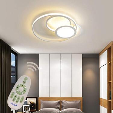 Imagem de Luminária de teto LED moderna com controle remoto, luminária decorativa para quarto, sala de estar, design redondo, abajur de acrílico, lustre de metal para cozinha, sala de jantar, banheiro