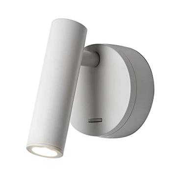 Imagem de Luminária de cabeceira LED para leitura, luminária de cabeceira, controle de interruptor, luminária de parede redonda de metal branca, luz de fundo 3W 3000k, luminária de parede quente, lumi