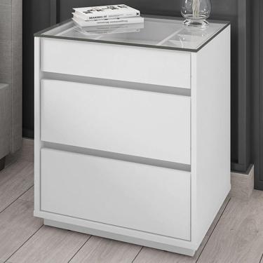 Imagem de Mesa de Cabeceira Invictus 3 Gavetas Branco - Pnr Móveis