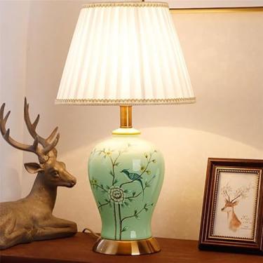 Imagem de Luminária de mesa contemporânea de cerâmica com flores e pássaros The American Village Sala de estar Quarto Estudo Villa Hotel Luminária de mesa de cabeceira (estilo 2)