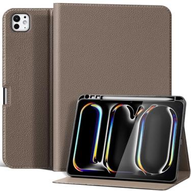 Imagem de XFYKJIN Capa para iPad Pro de 11 polegadas para 4ª/3ª/2ª/1ª geração (2022-2018) | Capa fólio com suporte multiângulo, suporte para Apple Pencil e hibernar/despertar automático, marrom cinza
