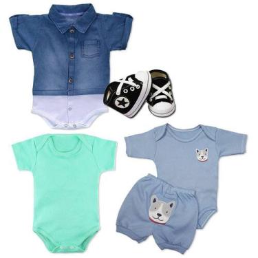 Imagem de Kit 5 Pçs Roupinha De Bebê Touca Lindo Sapatinho Body Jeans - Koala Ba
