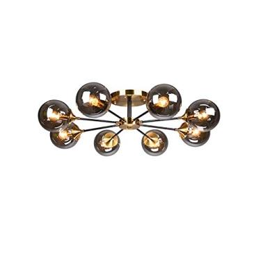 Imagem de Lustre Art Sputnik, Luminária de teto molecular com abajur de vidro globo, Luzes de teto, Luminária de teto de barra, Lustre doméstico, Marrom, 6 luzes (Cinza, 3 luzes)