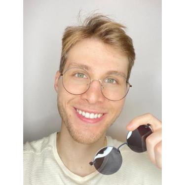 Imagem de Armação Óculos Clipon 2 Em 1 Grau Masculino Redondo Chipre - Palas Eye