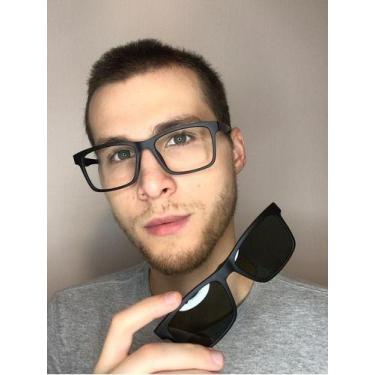 Imagem de Armação Óculos Grau Clipon Sol Masculino 2 Em 1 Pedro Preto - Palas Ey