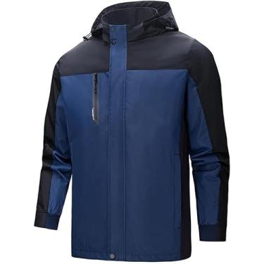 Imagem de Jaqueta De Perfuração Masculina Jaqueta De Trabalho De Montanhismo Com Capuz Masculina Jaqueta Masculina Básica à Prova De Vento Ao Ar Livre Jaqueta Impermeável De Mon, A-Dark Blue, 4XL