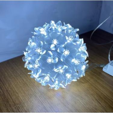Imagem de Bola Decorativa de LED Natalina Pequena com 50 Lâmpadas – Luz Pisca com 8 Modos, Silicone Premium e Fio Transparente | Ideal para Árvores, Festas e Ambientes (Branco)