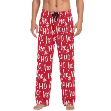 Imagem de Calças de pijama Ollabaky Christmas Hohoho Snowflakes para homens