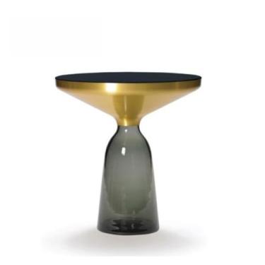 Imagem de Mesa auxiliar de mesa auxiliar redonda, mesa de cabeceira pequena, mesa de centro, mesa auxiliar para sala de estar, quarto, pequenos espaços, decoração moderna para casa, mesa de cabeceira com base
