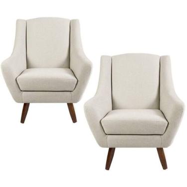 Imagem de Kit 02 Poltronas Juliet D02 Algodão Bege C-370 - LYAM DECOR