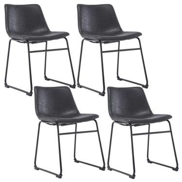 Imagem de Kit 04 Cadeiras Decorativa Sala de Estar Recepção Fixa Maia PU Preto G56 - Gran Belo