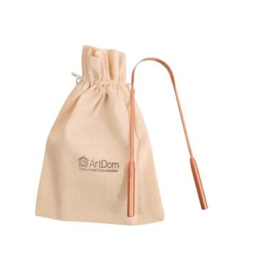 Imagem de Raspador de Língua Artdom 100% Cobre – Removedor de Mau Hálito, Higiene Bucal Natural, Raspador de Língua Cobre Durável e Antibacteriano