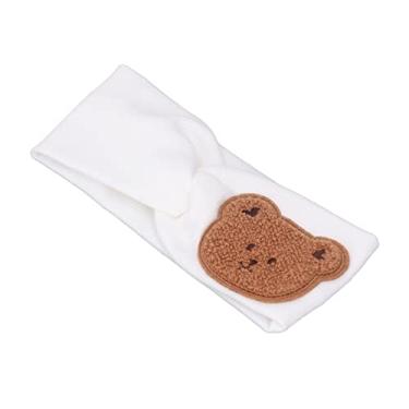 Imagem de Pilipane Fitas de cabelo para bebês com urso de desenho animado macio e elástico para recém-nascidos, meninas de 0 8 anos, uso diário, chá de bebê, festa de aniversário (branca)