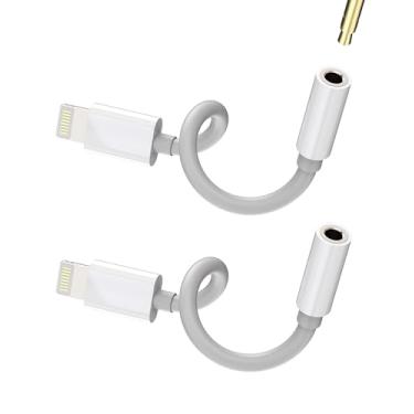 Imagem de Adaptador Lightning para 3,5 mm (pacote com 2) para iPhone 14 Aux Fone de Ouvido Adaptador de Cabo de Áudio para Apple MFi Certificado Cabo de Iluminação Fones de Ouvido Conector de Porta Divisor de