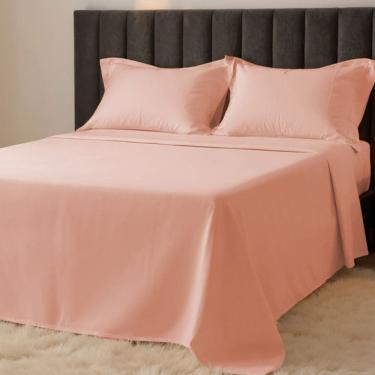 Imagem de Jogo de Cama King 300 Fios Percal 100% Algodão com Bordado 4 Peças BF Colchões