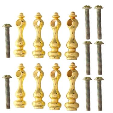 Imagem de Ciieeo 8 peças de conectores de metal para móveis, tampas de poste de ferro douradas para trilhos de vidro, armários e carrinhos de bar, 3 x 0,47 cm, fácil instalação