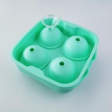 Imagem de Bandeja de gelo flexível de silicone com 4 formas de bolas de gelo de silicone – molde de esferas de gelo redondas – perfeita para uísque, coquetéis