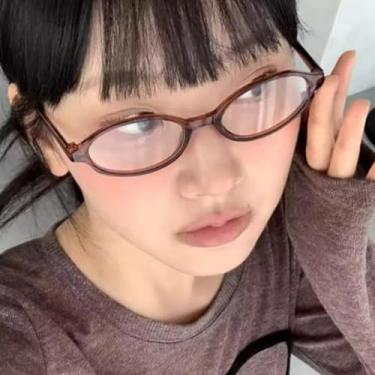 Imagem de Y2K Óculos de sol retrô oval, armação pequena, vintage, feminino, antiluz azul, acessório moderno, Marrom, M