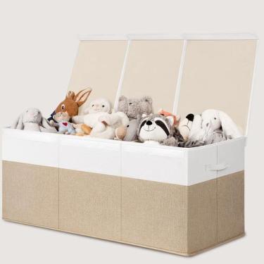 Imagem de Caixa de armazenamento de brinquedos INDRESSME 185L Bege Branco 66x43x