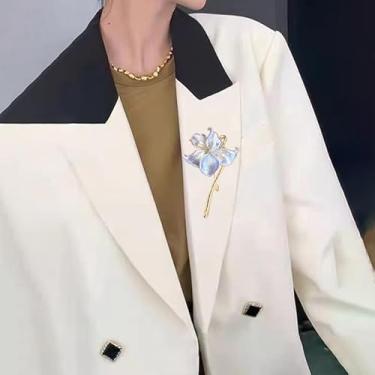 Imagem de Broche de flor dourada para mochilas, broches e alfinetes esmaltados para mulheres, broche de lapela elegante para terno, jaqueta, cachecol, camisa, casaco, vestido, festa ou casamento, acessório de