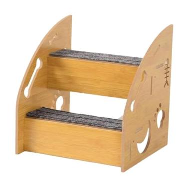 Imagem de MFMEXUL Escadas de Madeira para Cães, Confortáveis ​​e Antiderrapantes, Ideais para Escalar Cães E Gatos Pequenos, Ideais para Camas Altas, Sofás E Poltronas, 2 Etapas