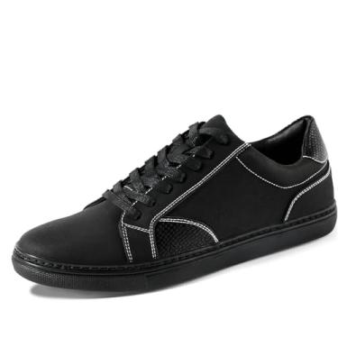 Imagem de Tênis social masculino – Tênis Oxford retrô de poliuretano com cadarço – Tênis moderno respirável, Preto 05, 41