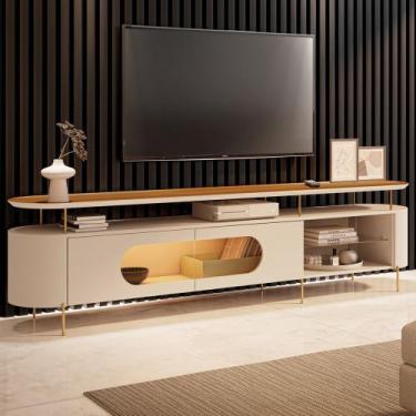 Imagem de Rack Para Sala de Estar TV 85 Pol Orgânico Sâmia B01 Off White Cinamom