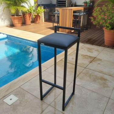 Imagem de Banqueta Alta Cozinha Balcão Bancada Piscina - Loja Béle, Preto