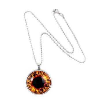 Imagem de Pingente de globo ocular de monstro - Colar com pingente de prata olho de fogo de taxidermia de criatura - 66-E-SLRN, grande, vidro, sem pedra preciosa