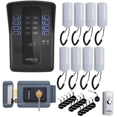 Imagem de Kit Porteiro Eletrônico Coletivo 08 Com Fechadura e TDMI - INTELBRAS