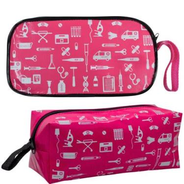 Imagem de Kit Bolsa Enfermagem Case Esteto Capa Aparelho Pressao Luxo - Love Sau