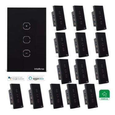 Imagem de Kit 15 Interruptor Smart Wifi Touch Ews 1101 Preto Intelbras