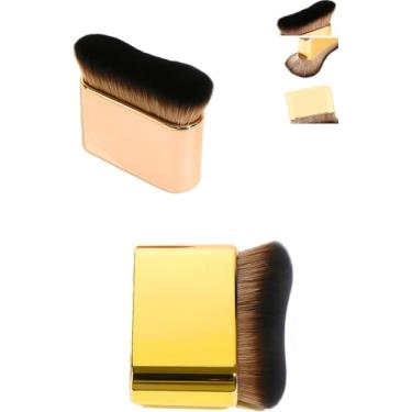 Imagem de Pincel Profissional de Maquiagem, Design Ergonômico, Cerdas Ultramacias, Dourado, para Base Líquida, Cremosa e Pó, Acabamento Uniforme - Meilys