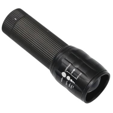 Imagem de Mini Lanterna Preta Tática de Alumínio com Zoom Telescópico LED 100 Lúmens 3 Modos de Luz